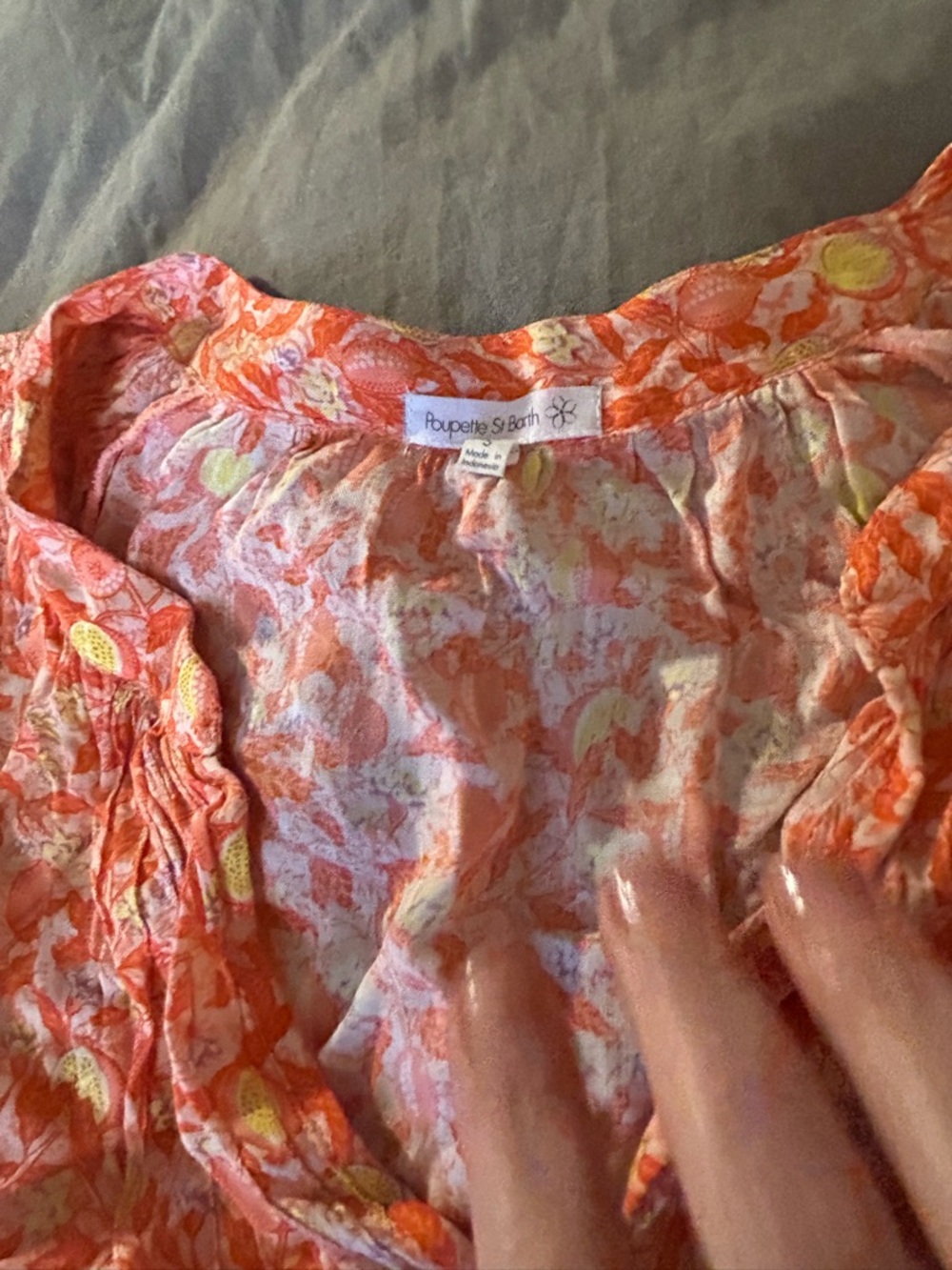 Poupette St. Barth Orange Floral V-Neck Mini Dress - Picture 3 of 7